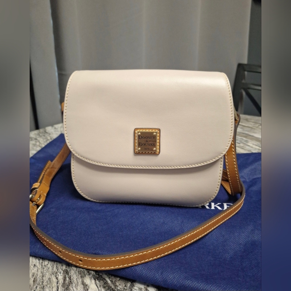 Dooney & Bourke Small Saddle Crossbody Bag, EUC, Oyster